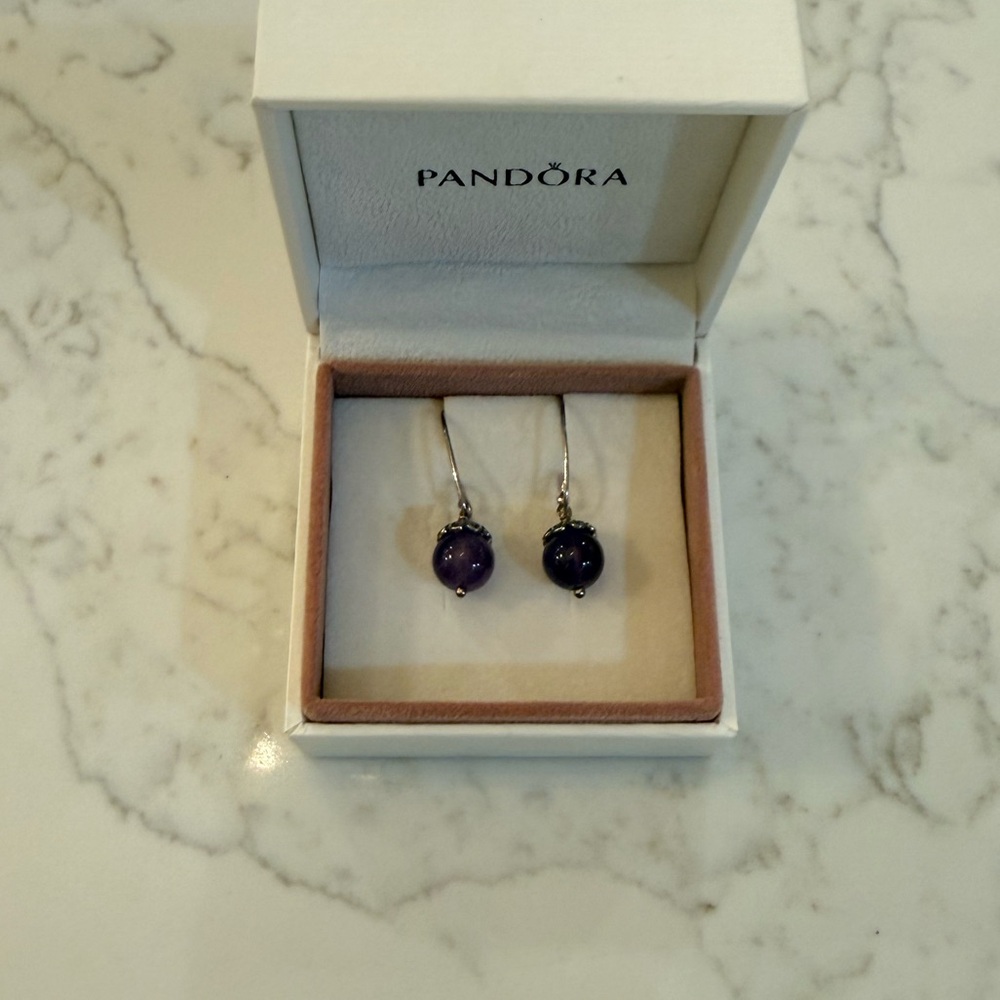 Pandora Amethyst Drop Earrings